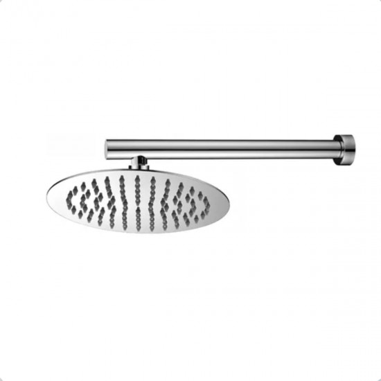 Chuveiro Ducha Redonda Slim Metal Inox Luxo Com Braço 40cm